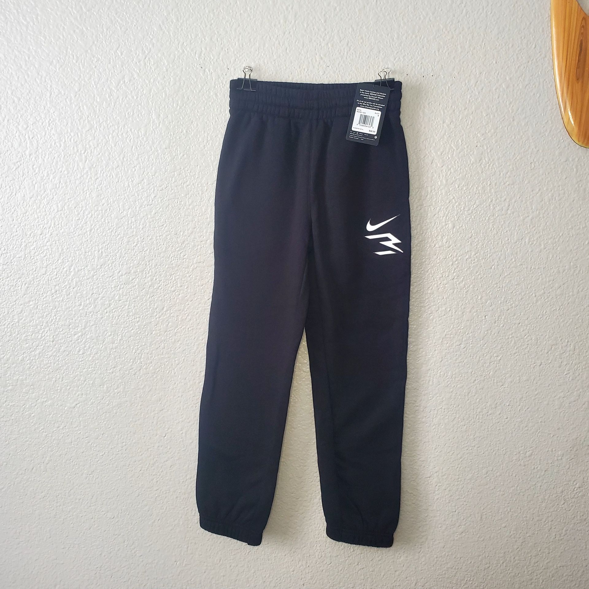 Nike Boys Large Faded 3 Brand Russell Wilson Sweatpants Joggers Pants Black