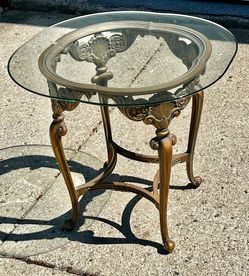 Glass and metal end table