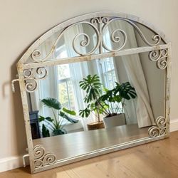 Anthropologie Villa Gates Mirror Arched Ornate Scroll Metal Wall Mirror
