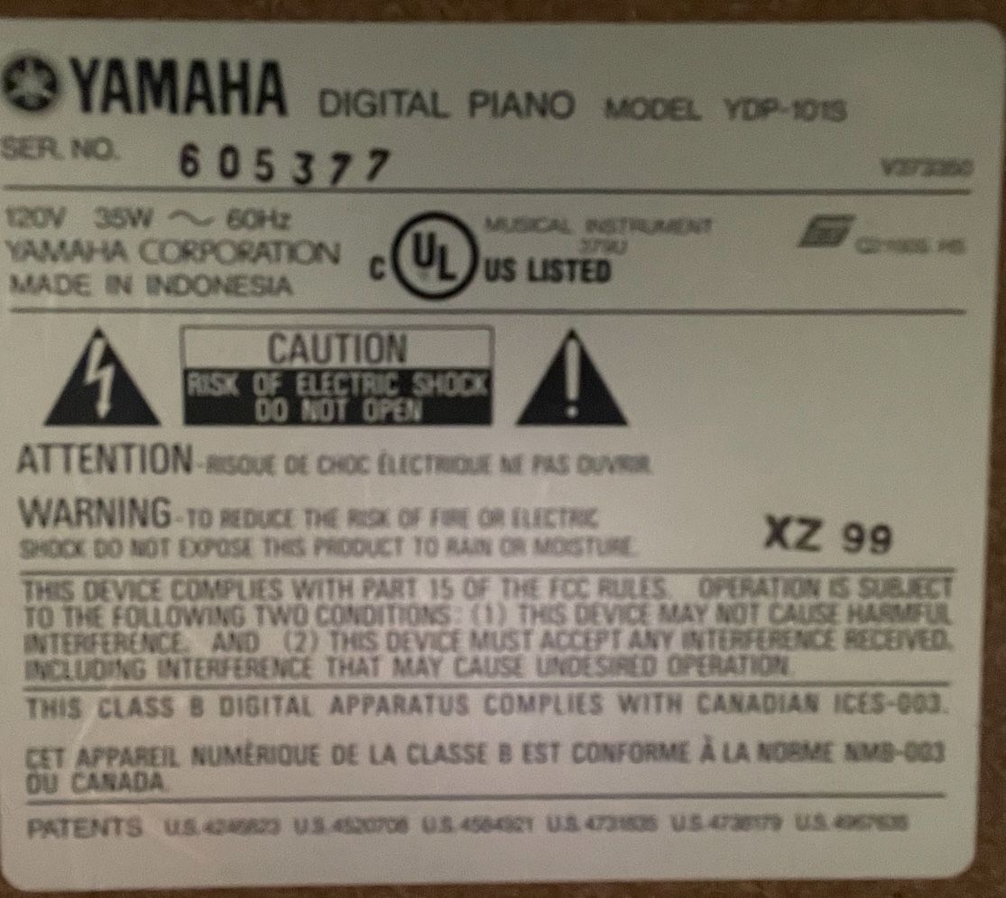 Yamaha Digital Piano Model 101S