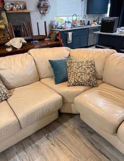 Leather Sofa beige/off white