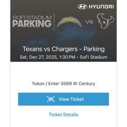 Pink Pass Parking Los Angeles Chargers Vs. Houston Texans