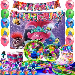 82pcs Trolls Birthday Party Decorations Supplies (New, Unopened)