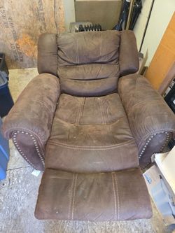 Brown Fabric Recliner Chair with Nailhead Trim