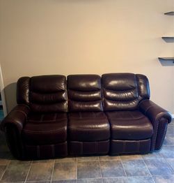 Leather electric reclining couch