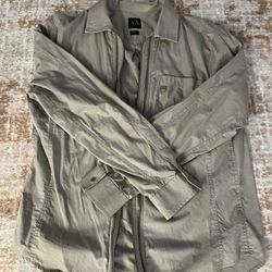 Armani Exchange Men’s Gray Long Sleeve Shirt Jacket Size L 100% Cotton
