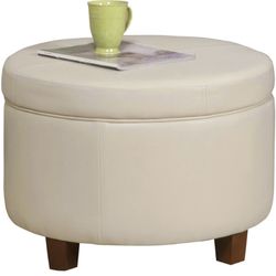 Brand New Ivory Leather Storage Ottoman (still wrapped in box!)