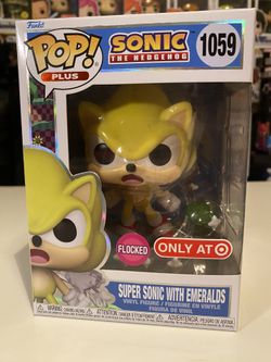 Sonic The Hedgehog - Super Sonic with Emeralds US Exclusive Flocked Pop! Vinyl