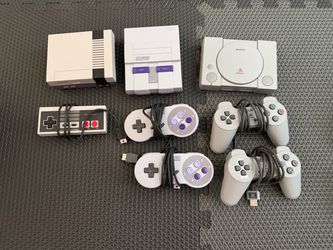 NES + SNES + PlayStation Classic Mini Consoles