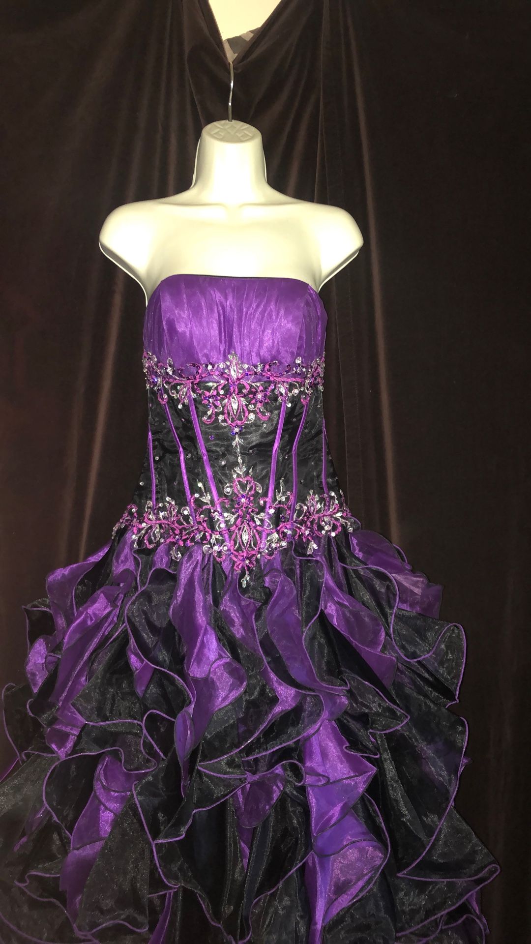 Purple And Black Beaded Prom Dress Sz 2