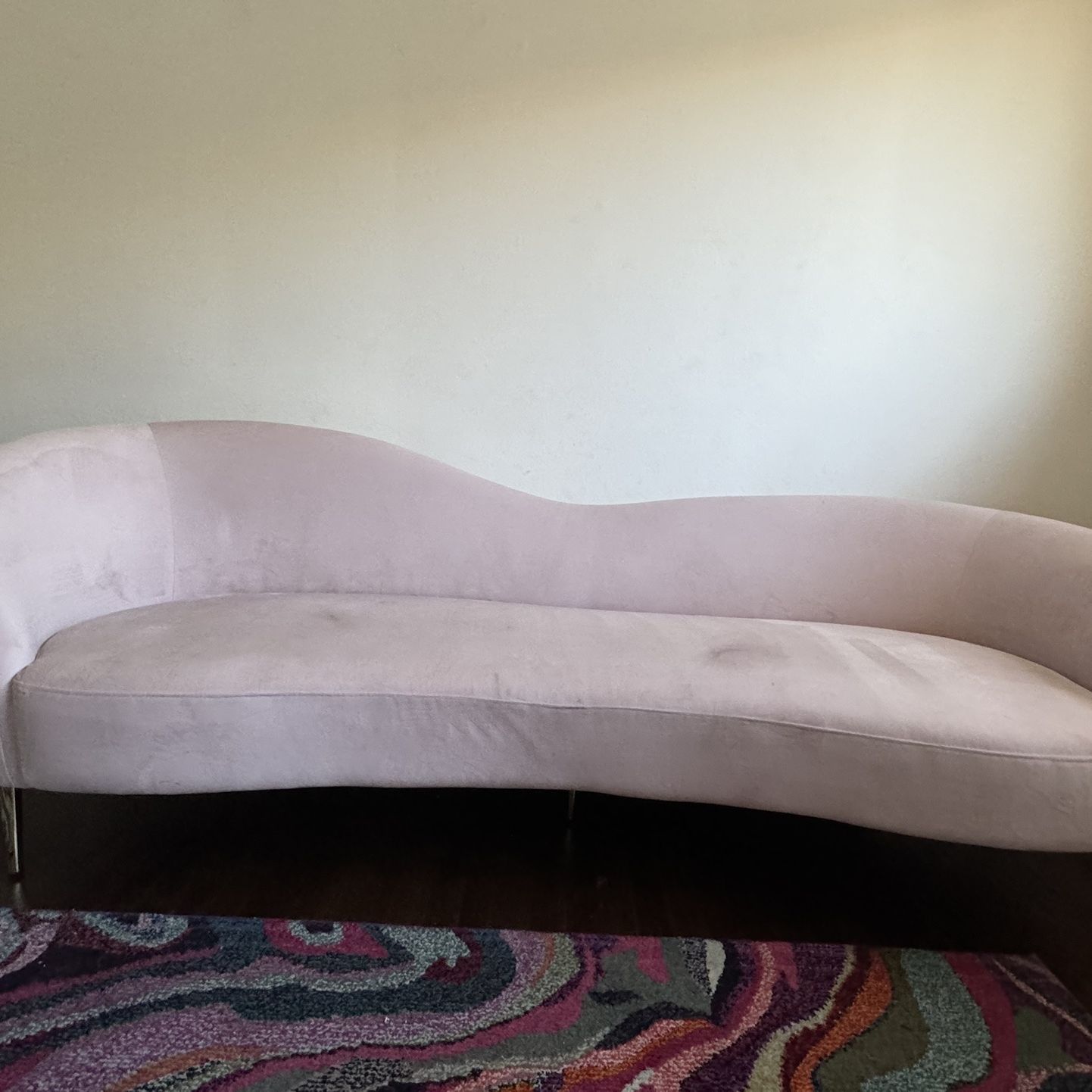 Pink Velvet Curved Couch 