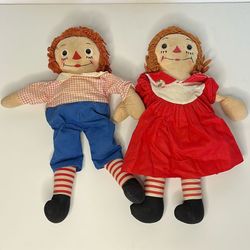 Vintage 1950s Raggedy Ann & Andy 15inch Antique