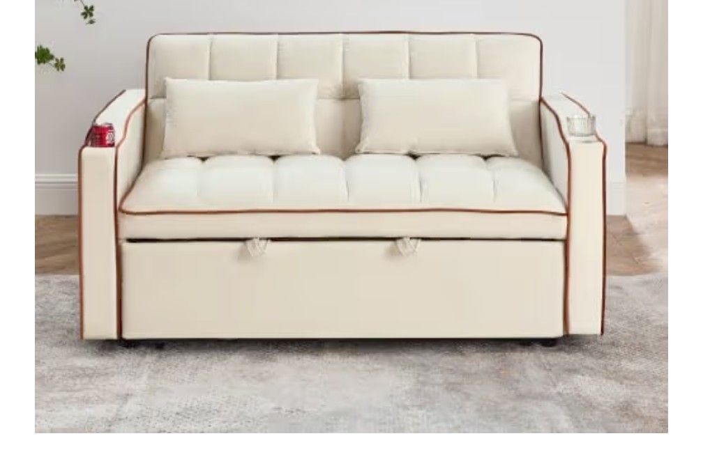 Convertible Sofa Bed, Sleeper Sofa with Side Pocket,Brand New!!