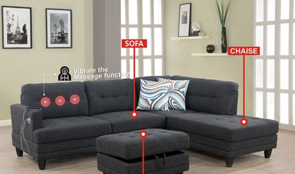 Black Grey Linen Vibrate The Massage Function Sofa Set