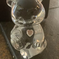 Vintage Fenton Clear Glass Sitting  Teddy Bear Paperweight Art Glass made in U.S.A. 