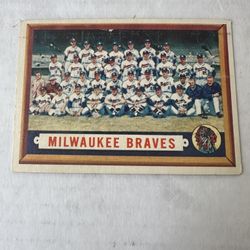 1957 Topps Milwaukee Braves Team Baseball Card 114 