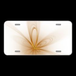 License Plate Novelty Car Front Gold Golden Floral Flower Fractal