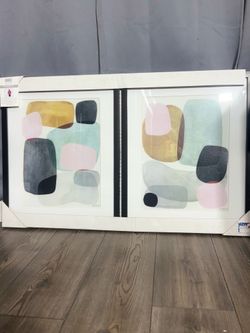 Modern Abstract Wall Art Set Framed – Neutral Color Block Prints – Aesthetic Home Decor