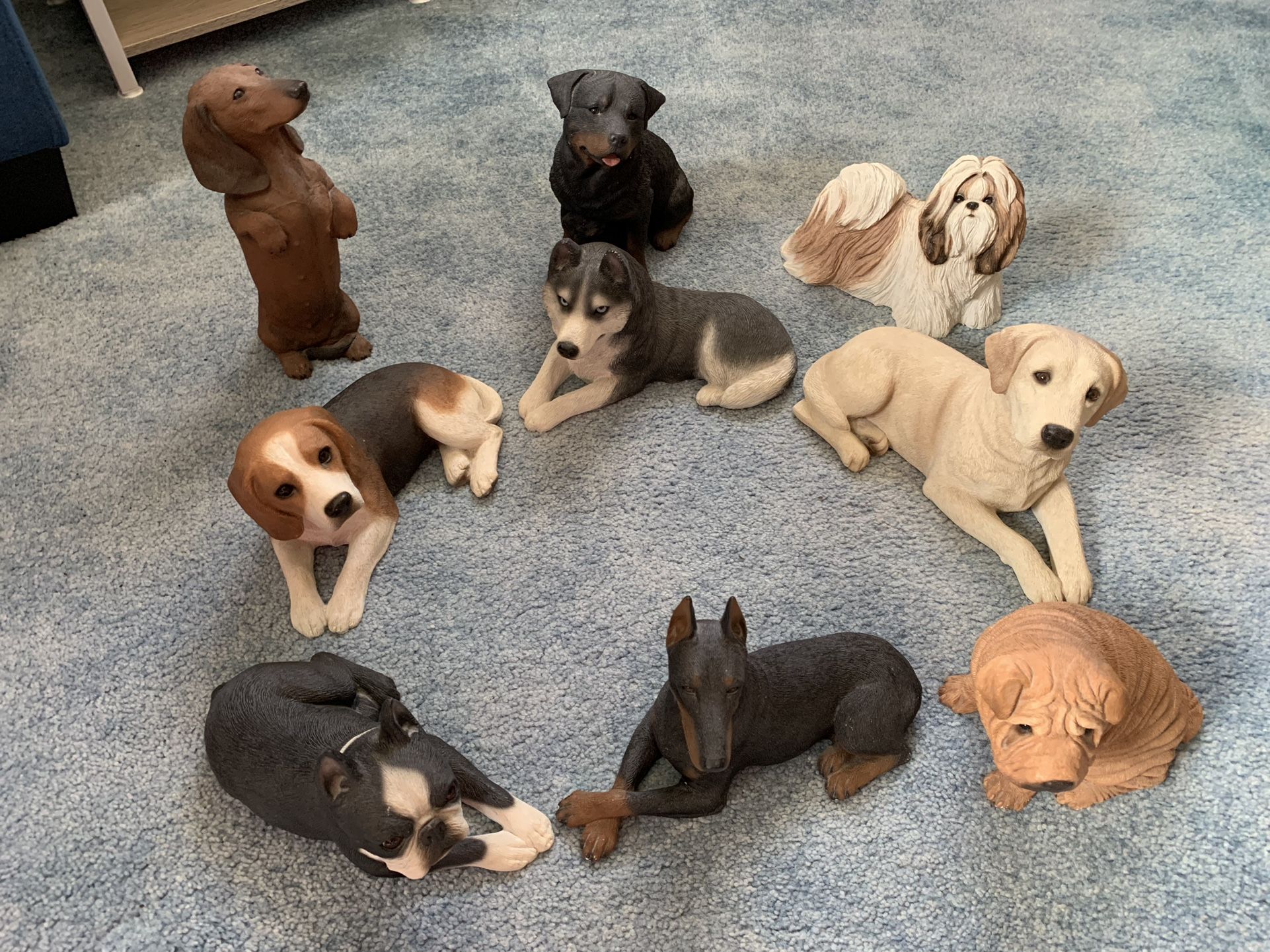 Sandicast Set Of Dog Statues 9 Breeds
