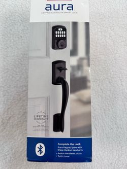 Aura Matte Black Single Cylinder Electronic Bluetooth Keypad Smart Lock Deadbolt featuring SmartKey Security