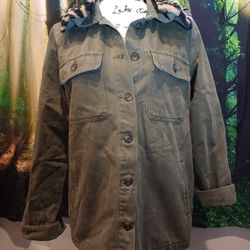 Anthropologie Dear John Cazimir Utility Jacket Olive Removable Collar