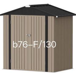 Metal Outdoor Storage Shed 6FT x 4FT, Door & Lock, Brown 