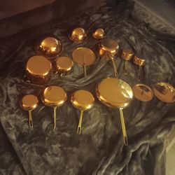 Copper Pots And Pans Brass Handles 17 Piece