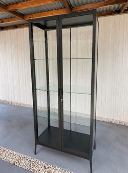 Black Metal and Glass Display Cabinet