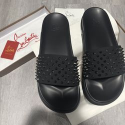 Christan Louboutin Black Pool Slides 