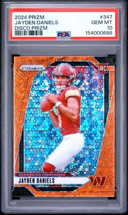 Panini 2024 Prizm Rookies Jayden Daniels #347 Disco Prizm RC PSA 10