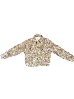 Alexander Wang "Game" Leopard Print Denim Trucker Jacket