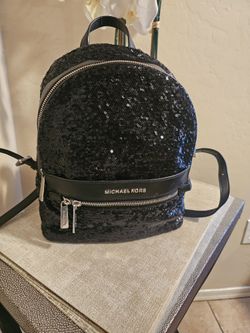 Michael Kors Kenly MD Black Sequi  Backpack Sparkles  Bling
