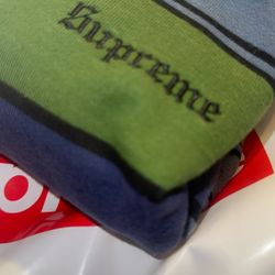 Supreme Blue and Green Striped Hoodie Large 