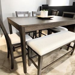 New 6 Piece Counter Height Kitchen or Dining Set with Bench Seating