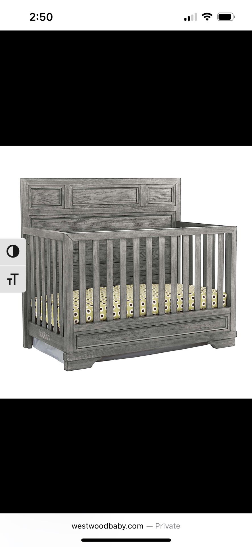 Westwood Convertible Crib Brushed Pewter (foundry)