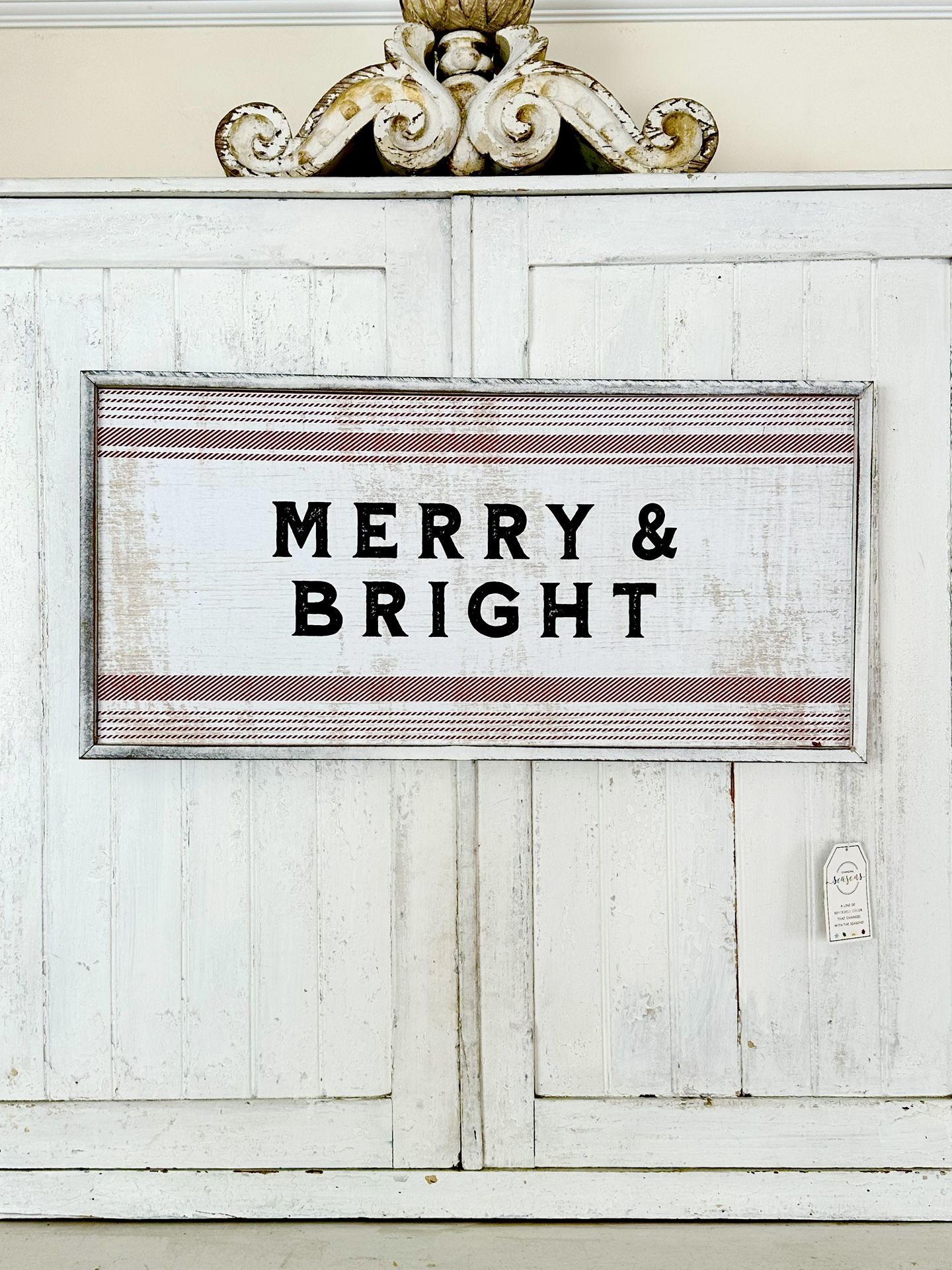 New Christmas Holiday Merry & Bright Double Sided Wooden Sign