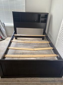 Full size bookcase headboard and bed frame