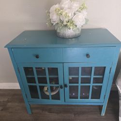 Teal Accent Cabinet w/ Glass Doors - Threshold Windham