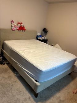 Queen Bed Frame - Gray Cloth
