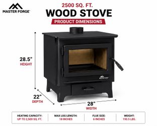 Master Forge 2,500 Sq. Ft. EPA-Certified Wood Burning Stove – Brand New in Box