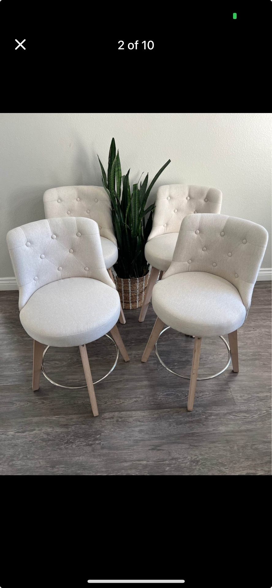 Rowland 26.5 in Seat Height Line Upholstered Fabric Counter Height Solid Wood Leg Swivel Bar stool（Set of 4）