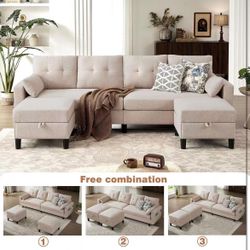 💙101-inch convertible modular sofa, pocket,
