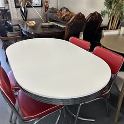 Dining Tables , White Top , Red Chairs , Same Day Delivery 🚚 