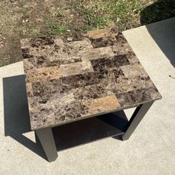 Sturdy Faux Marble Look Side Table