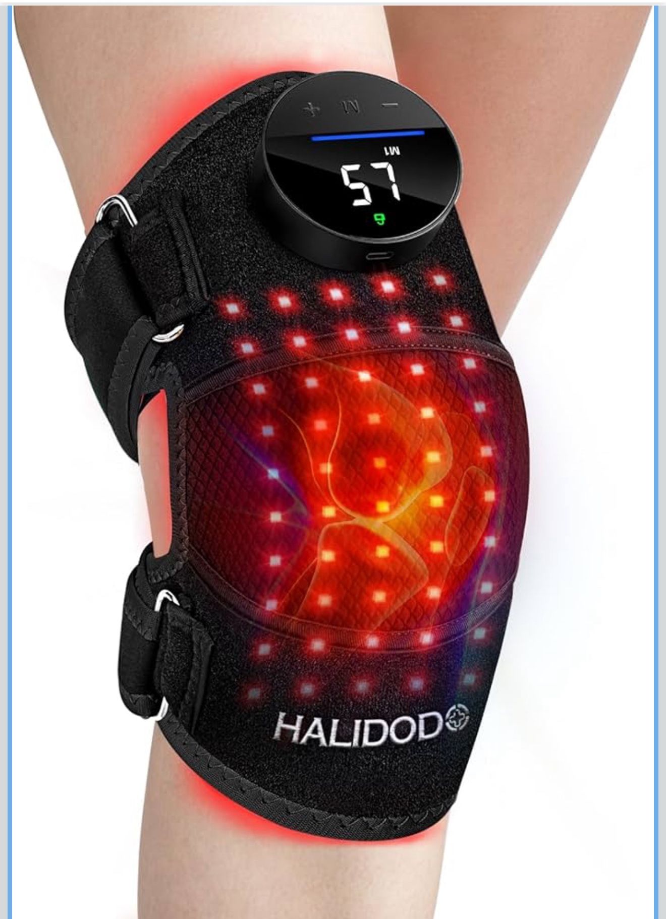 New Red Light Therapy & Vibration Massage Knee Brace - Rechargeable Controller, 660nm&850nm Red Light Therapy Heated Device for Knee/Joint/Elbow/Shoul
