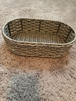 Oval Woven Wicker Storage Basket Tray