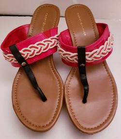 Tommy Hilfiger Red Patent Wedge Sandal 7M