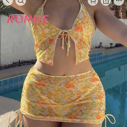 3 piece Yellow Bikini 