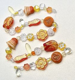 50 pcs ~ Orange/Yellow Mix of Czech Glass Beads For Jewelry Making