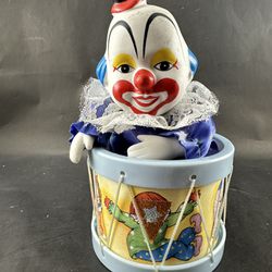 Vintage Clown in Drum Wind Up Animated Music Box-Plays “Send In The Clowns” 🤡 WORKS!